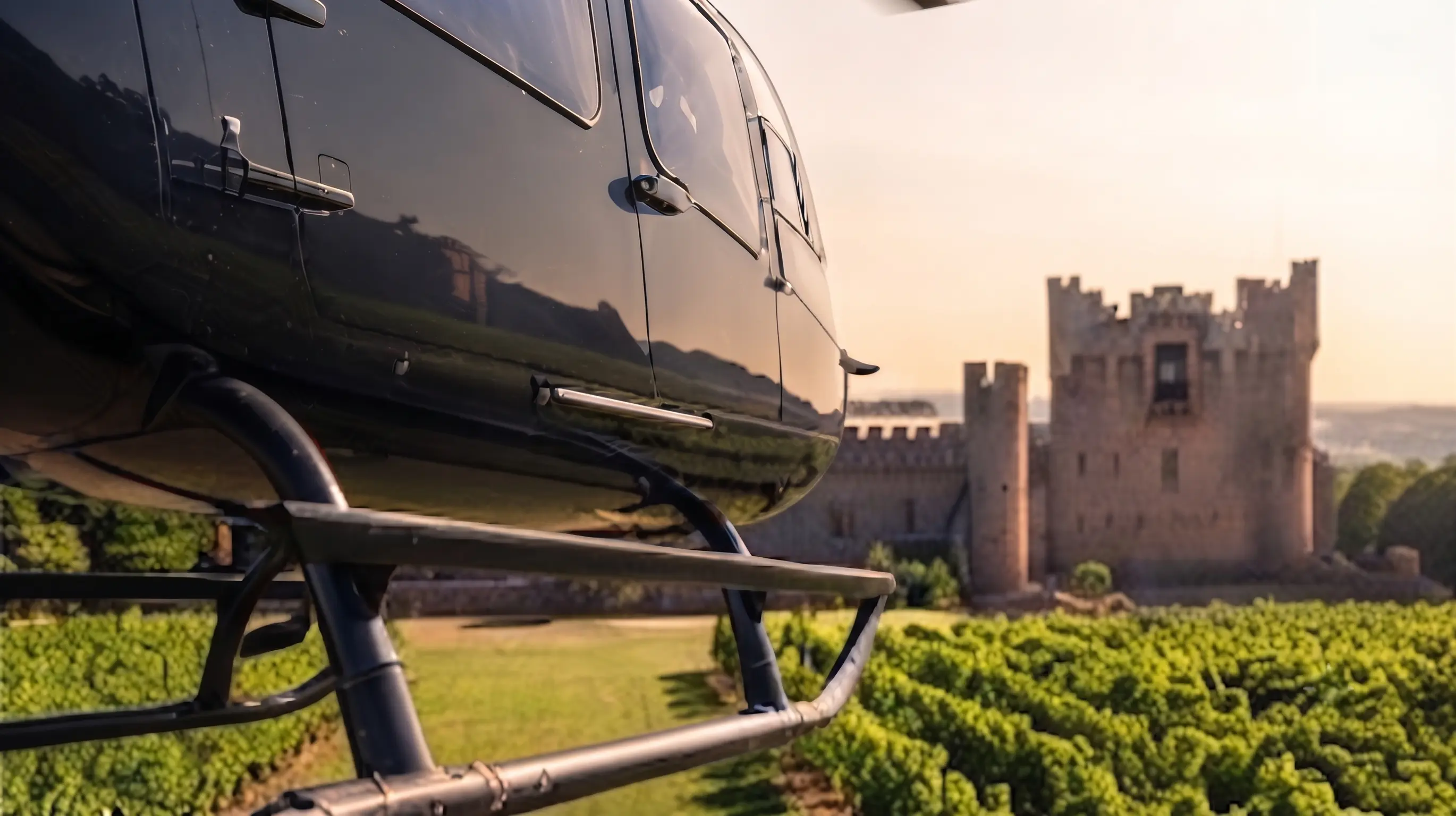 Kingbirds helicopter at a castle estate